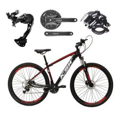 Bicicleta Aro 29 Ksw Xlt Alívio E Altus 27v Freio Hidráulico Garfo Trava - Preto-vermelho-branco Tam.21