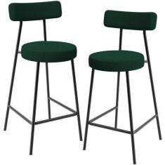 Kit 02 Banquetas Baixa Para Cozinha Sala De Jantar Bar Bancada Milão L