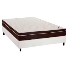Cama Box Casal: Colchão Ortopédico Ortobom Exclusive Ortopillow + Base Crc Courano White(138X188)