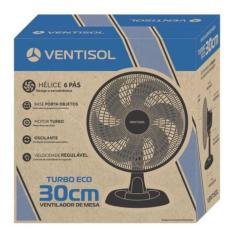 Ventilador De Mesa Turbo Eco 30cm Preto 110v Ventisol 127V, Preto, 110