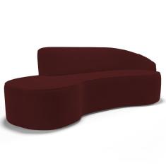 Sofá Living 4 Lugares 300cm Braço Direito Mozart D06 Veludo Vermelho - Mpozenato