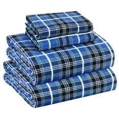 RUVANTI Lençóis de flanela Queen Size – Lençóis de cama escovados duplos 100% algodão, bolsos profundos, 40,6 cm, respirável e extra macio para todas as estações, quente e aconchegante, 4 peças,