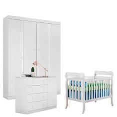 Quarto de Bebê Helena com Berço Lila Branco Brilho - Phoenix