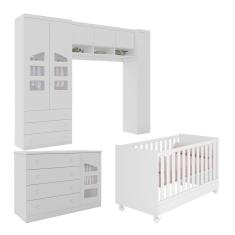 Quarto de Bebê Completo Eloisa Phoenix Baby + Berço Qmovi 1344 Branco