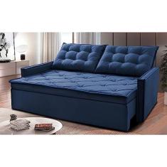 Sofá Sem Caixa Retrátil e Reclinável 1,85m Cama Inbox Studio Suede Velusoft Azul