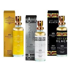 Kit 3 Perfume Masculino Fortune Fast Car 521 Men Amakha