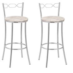 Kit 2 Banquetas Cromadas Bc51-a E503 Cromado/Bege