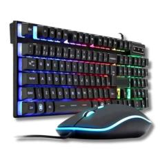Kit Teclado + Mouse Iluminado LED RGB Semi Mecânico BKG 550 2400 DPI