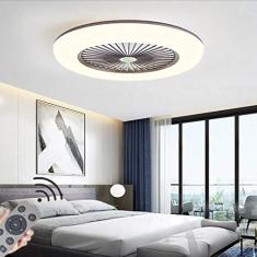 Ventilador de teto LED Ventilador de teto moderno nórdico regulável Ventilador de teto ultrafino invisível de 32W com iluminação Ultra silencioso Quarto Ventilador de sala de estar Lâmpada d