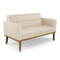 Sofá Namoradeira 2 Lugares Base de Madeira Castanho Elisa Corino Bege D03 - D`Rossi