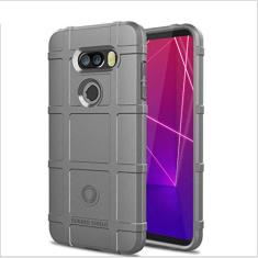 Capa para LG V30S, proteção robusta, material TPU de fibra de carbono, macio antiderrapante macio, anti-impressão digital, capa totalmente protetora para LG V30S