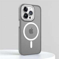 Capa fosca antiderrapante à prova de choque, para iphone 15 14 13 12 11 pro max, capa translúcida magnética de carga sem fio, cinza, para iphone 13pro max