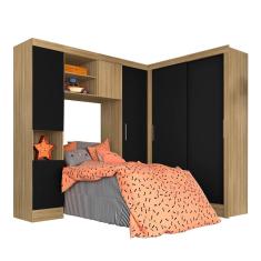 Guarda Roupa Modulado Solteiro Viola Bor/preto - Móveis Arapongas