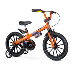 Bicicleta Infantil Aro 16 Com Rodinhas Nathor Bike Criança Menino Extreme Laranja