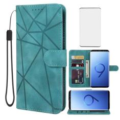 Wanyuexes Capa para Galaxy S9+, capa carteira para Samsung S9 Plus SM-G965U com protetor de tela de vidro temperado, capa de celular flip de couro com suporte para cartão de crédito para Samsung