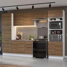 Armário de Cozinha Completa 330cm Stella Madesa 02, Branco/Rustic