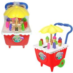 Carrinho De Sorvete Infantil Brinquedo Com Acessórios Sorveteria Compl