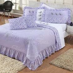 Kit Cobre Leito Bordado Naturalle Casal Super King 07 Peças Microperca