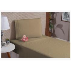 Lençol De Algodão 3 Peças Cinza Solteiro Percal 180 Fios Com Lençol De