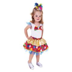 Fantasia Palhacinha Bebela Infantil com Tule e Gravata - Anjo Fantasia