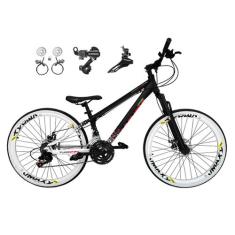 Bicicleta Aro 26 Vikingx Tuff X44 Preto/Branco 21v Câmbios Shimano Tz 