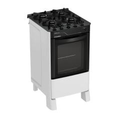 Fogão Esmaltec Pérola Glass 4 bocas Branco com Trempes de Ferro Fundid