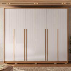 Guarda Roupa Casal com Baixo Relevo6 Portas 6 Gavetas Suburban Gold LOURO FREIJO/OFF WHITE