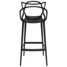 Conjunto 3 Banqueta Allegra Alta Master Preta Polipropileno - UNIVERSA