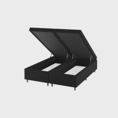 Base Box Baú Queen Lions 35cm 1,98m 1,58m Preto