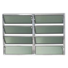 Janela Basculante De Alumínio 80x150cm 2 Seções Com Vidro Boreal Plus Brimak Brilhante