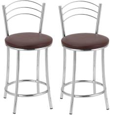 Kit 2 Banquetas Cromadas Bc26-c A109 Cromado/marrom