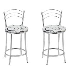 Kit 2 Banquetas Cromadas Bc26-c - E523 Cromado/branco