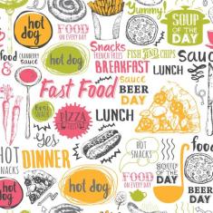 Papel de Parede Cozinha Colorido Fast Food 57x270cm - Quartinhos