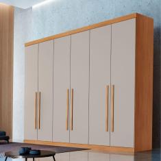 Guarda Roupa Casal Encanto 100% Mdf 6 Portas E 4 Gavetas Ruf Naturalle/off White