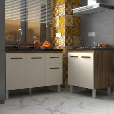 Armário Cozinha Gabinete Pia de 120 cm Aline e Balcão Fran para Cookto