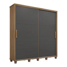 Guarda Roupa Casal Treviso 2 Portas de Correr 4 Gavetas MDP-MDF Cinamomo Grafite RV Móveis