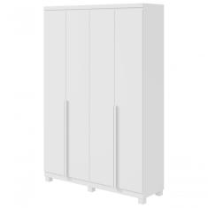 Guarda Roupa Solteiro Alonzo 4 Portas de Bater 2 Gavetas 100% MDF Branco Móveis Lopas