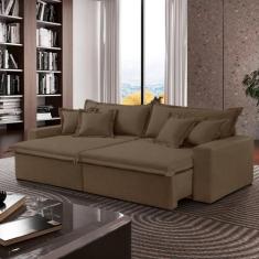 Sofá Cama Áustria 3 Lugares Retrátil Reclinável 230cm Veludo Marrom - 