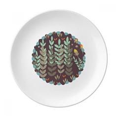Prato de tinta verde marrom flor decorativa salver louça de jantar