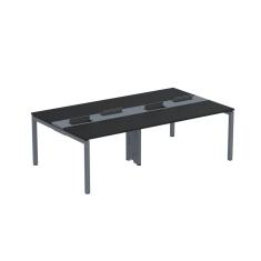 Mesa de Plataforma Dupla para 4 Pessoas Corporativa 110X140/4P Preto/Grafito