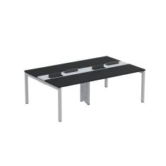 Mesa de Plataforma Dupla para 4 Pessoas Corporativa 110X140/4P Preto/Cinza