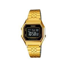 Casio Relógio feminino LA680WGA-1B de quartzo e metal dourado, Dourado, 25 mm., Digital