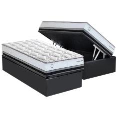 Conjunto Box Baú Solteiro: Colchão Molas Ensacadas La Playa C1634 + Base Crc Suede Gray(88x188x28)