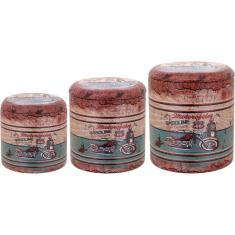 Jogo 3 Peças Banqueta Banco Gardem Jardim Mdf Colorido