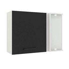 Armário Aéreo de Canto Madesa Agata 1 Porta - Branco/preto