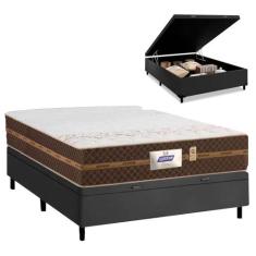 Cama Box Baú Casal Colchão Molas Flora Gazin + Box Sintético 52x138x18