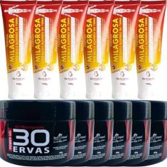 Revenda Atacado 6 Gel 30 Ervas Power 300g + 6 Pomada Massageadora Mila