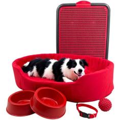 Kit Pet Grande Cama Europa Sanitário Comedouro Coleira Bola - Generic,