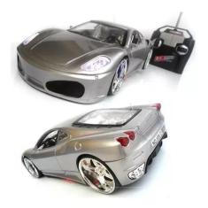 Carrinho De Controle Remoto Carro Ferrari F430 Com Led Prata - DM TOYS