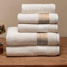 Jogo de Toalhas Banho e Rosto 5 Peças 100% Algodão Egípcio Pádua - Zil